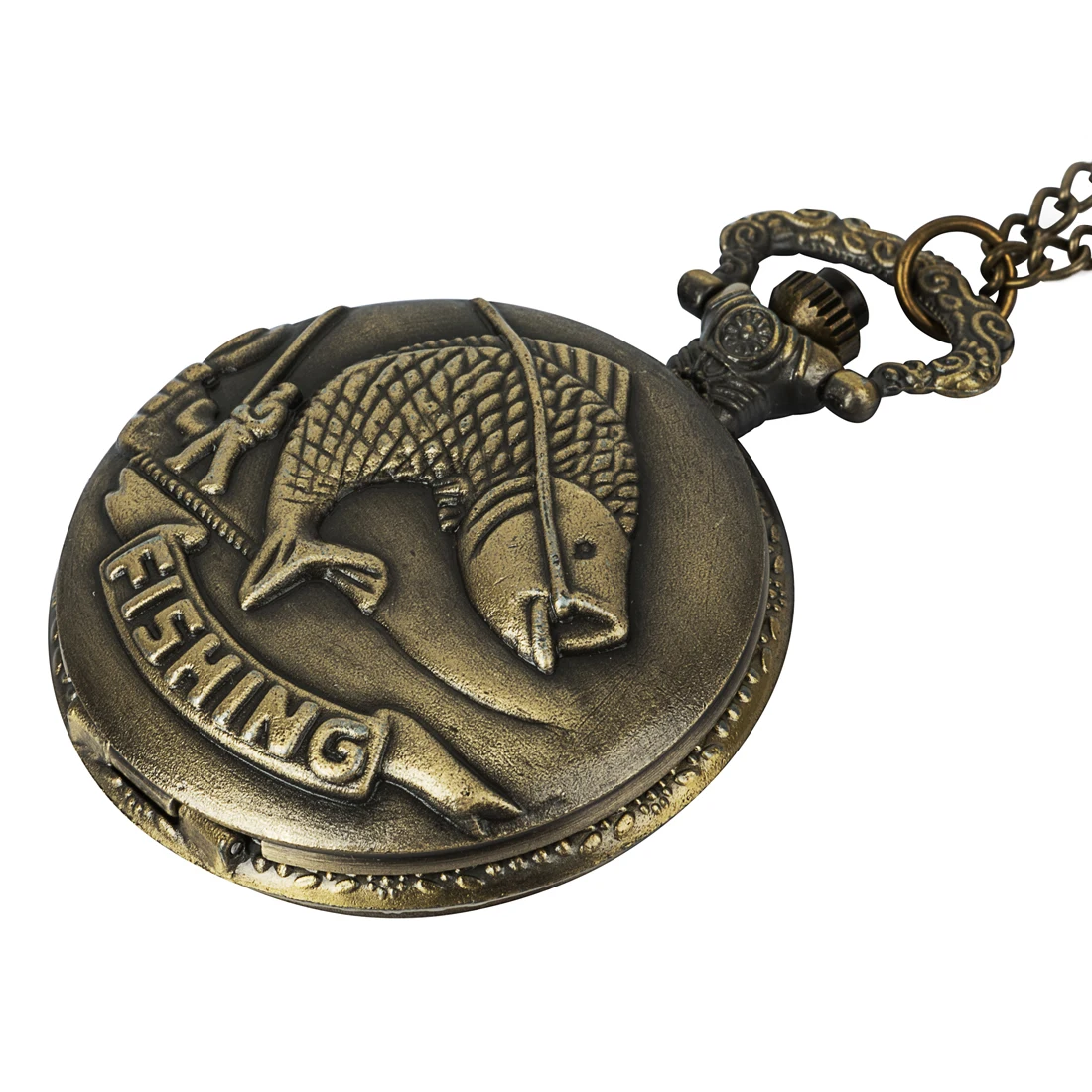 

Vintage golden Fashion quartz Golden carp pattern Flip clock cowboy chain men steampunk pocket watches