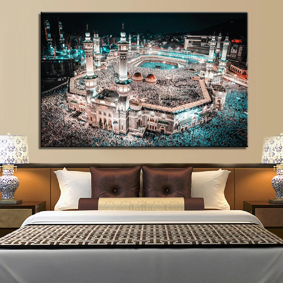 Постеры и принты настенные художественные Мекка исламский пейзаж сааба холст живопись принты настенные украшения для гостиной без рамки