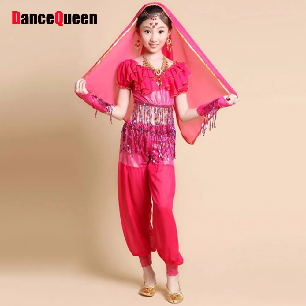 2017 nouvelles filles bollywood costumes de danse enfants robes indiennes rouge/rose/jaune enfants danca ne ventre JDQ2003 dans Danse du ventre de Nouveauté