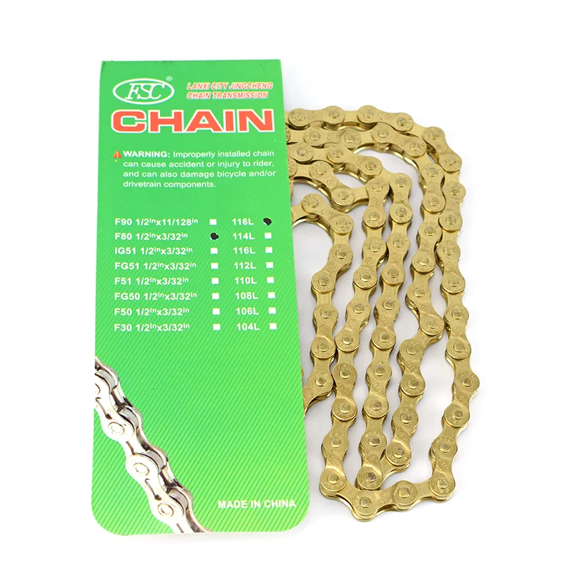 Cheap 8 Speed Bicycle Chain Gold 116L Bike Chain 24 Speed Solid Paltes Mountain Road Bike Chains 8S Ultralight 309g Boxed F80 7