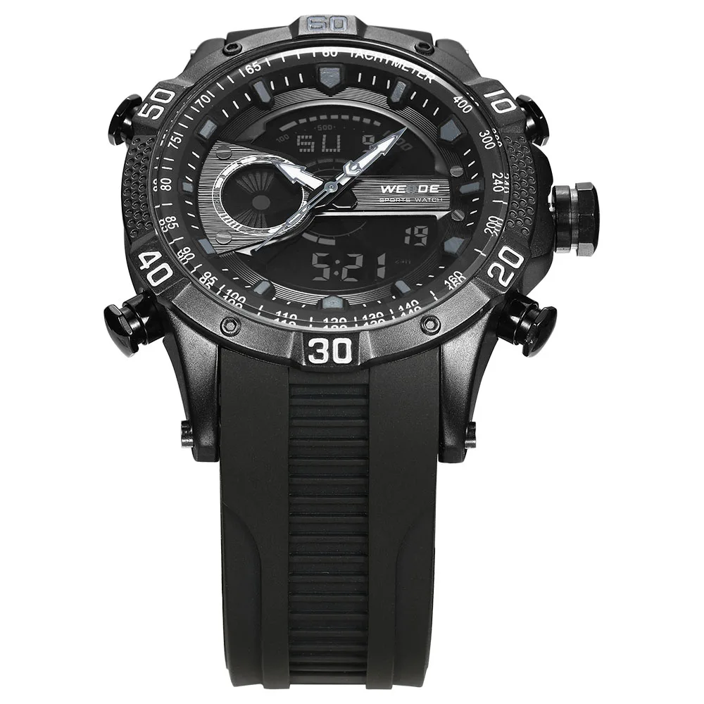 WEIDE Luxury Brand Silicone strap LCD Watch Sport Men Digital Quartz Watch Man Waterproof  Army Alarm Clock Automatic Self-Wind