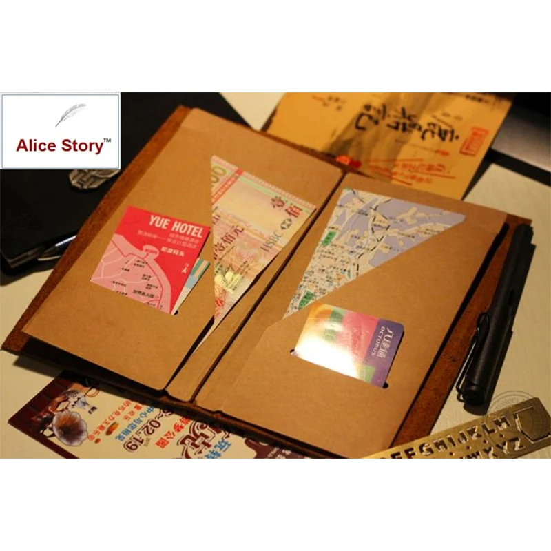 

Kraft paper Storage card folder (Standard/passport) for leather Traveler's Notebook cowhide diary sprial loose leaf journal