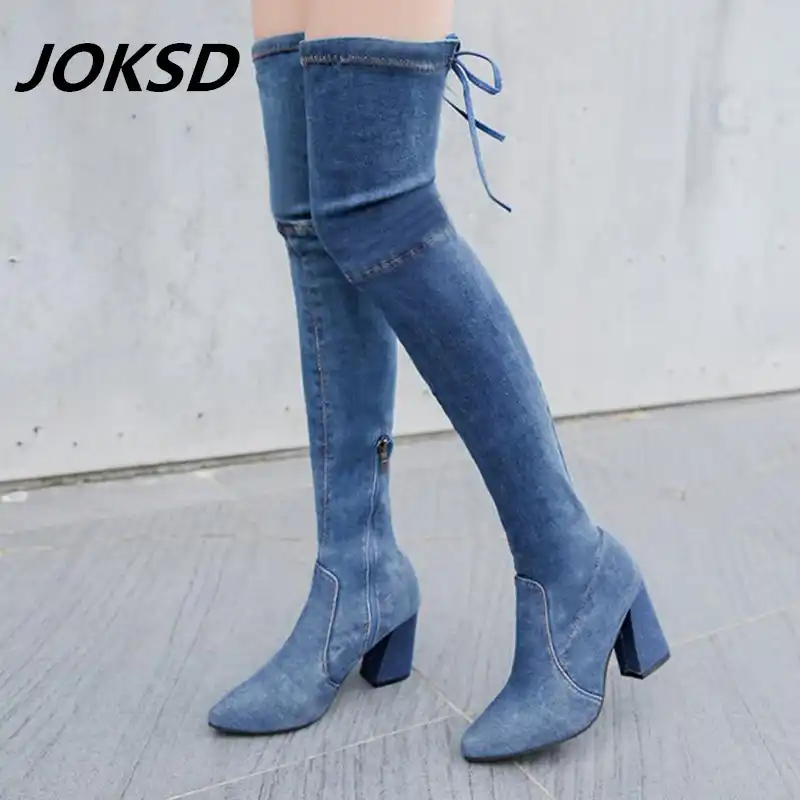 jean boots thigh high