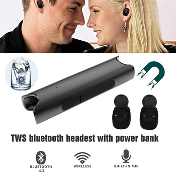 

Bluetooth V4.2 Earbuds TWS In-Ear Earphones Twins Waterproof Earphones Wireless Stereo Headsets with Portable Charging Case