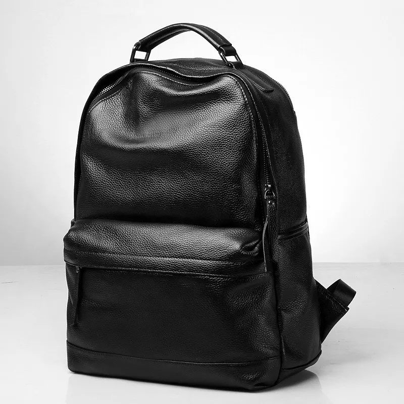 15 Natürliche Fashion Echtes Freizeit Schule Rucksack Black Student