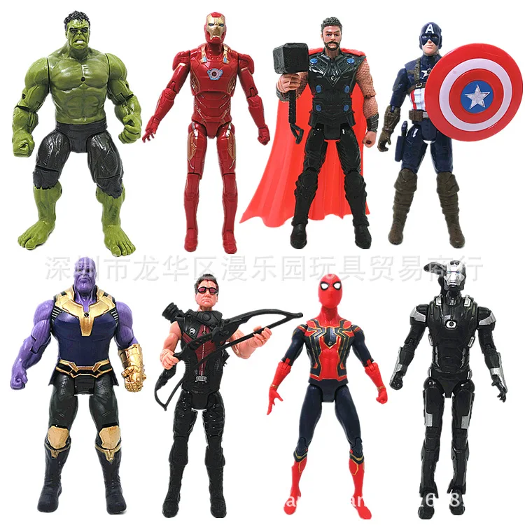 Avengers 3 Infinity War Thanos Iron Spider Figure Spiderman Hulk Black Panther Iron Man Action Figure Toys For Children 16-18CM - Цвет: 8 heroes