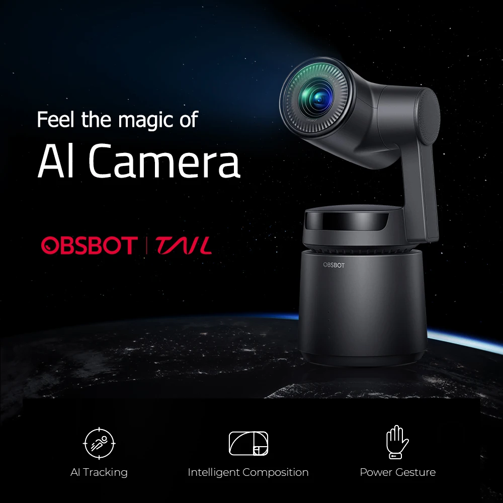 OBSBOT Tail AI camera 4K 60FPS UHD видеокамера 3.5X трехосевая Gimba AI отслеживающая интеллектуальная композиция для живого потока