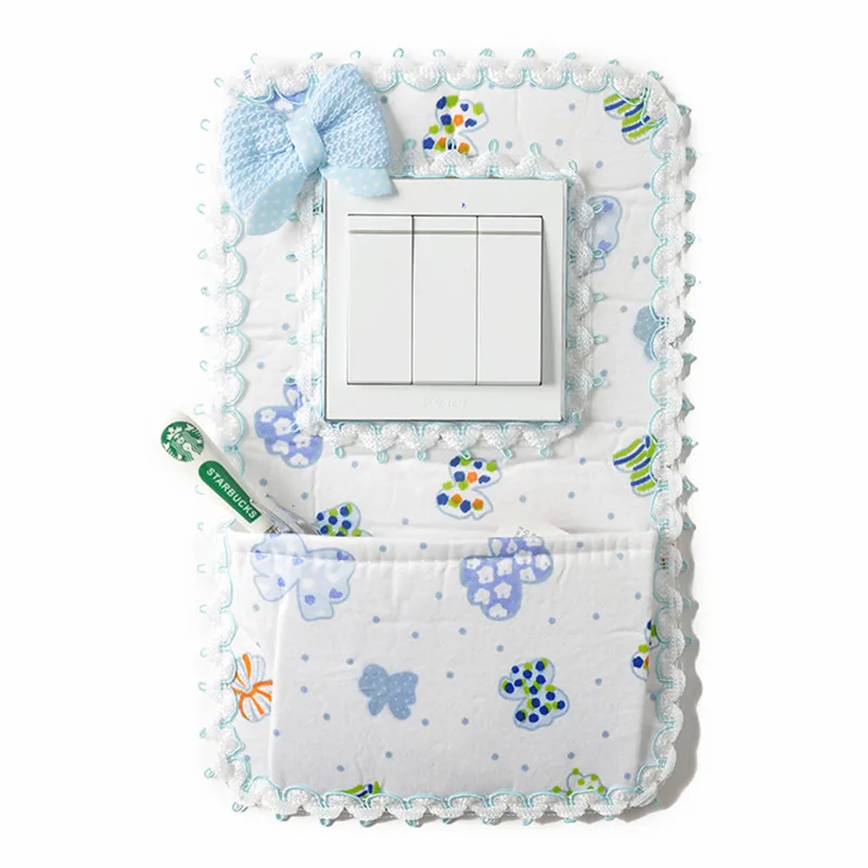 Korean version of the pastoral cloth bow switch stickers socket sets mobile phone charging pocket with key partners Bag | Дом и сад