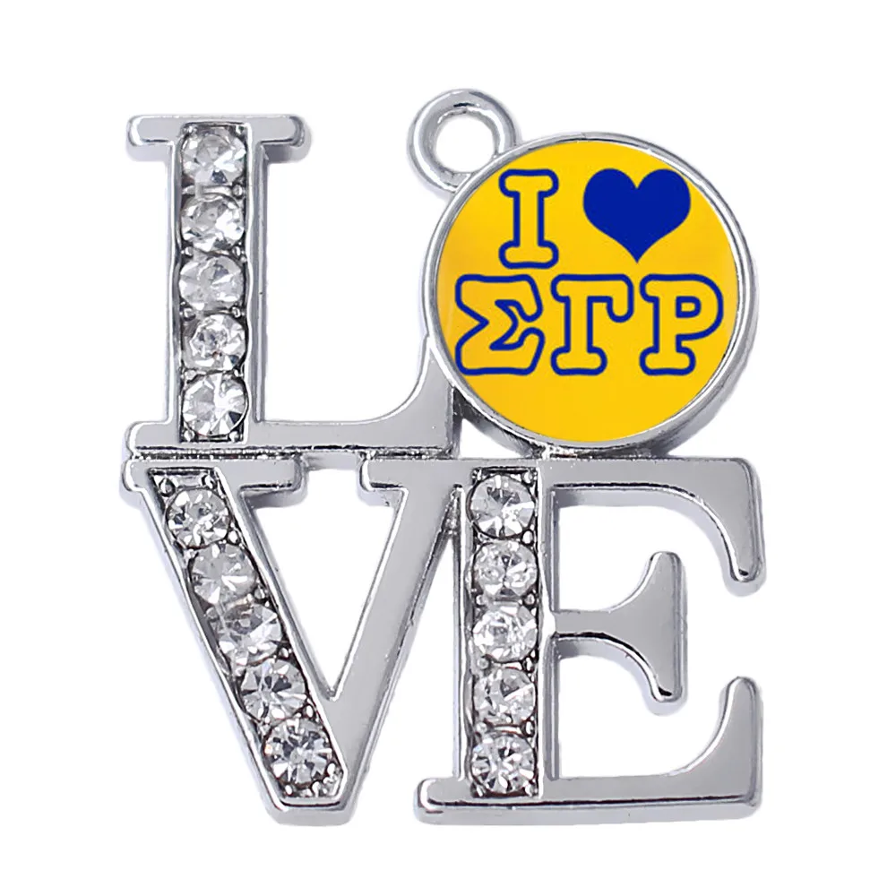 Металлическая наклейка с двойным носом i heart SIGMA GAMMA RHO sorority подвеска очарование