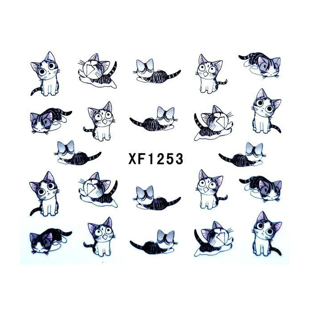 Горячий 5 лист/Набор ногтей милый стикер мультфильм кошка узорные водяные переводные наклейки Искусство Наклейки DIY маникюр ногти стикер s SJ66