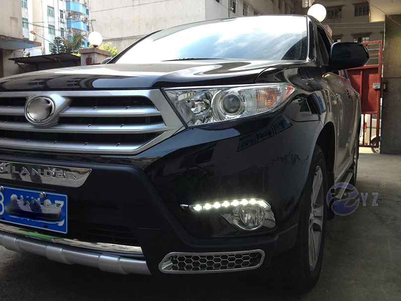 Автомобильный мигающий 1 комплект drl для Toyota Highlander 2011 2012 2013 светодиодный DRL дневные ходовые огни Дневной светильник противотуманный светильник