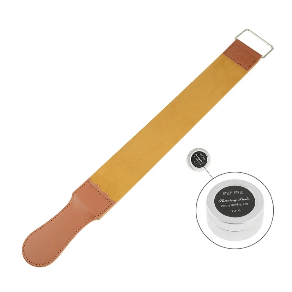 

ZY Barber Straight Shaving Razor Knife Genuine Leather Strop Men Pro Sharpener Sharpening Strap Belt + Polishing Paste