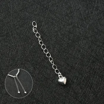 

One piece 925 Sterling Silver Extension Tail Chains With heart For Necklace Bracelet DIY Jewelry Accessory Findings