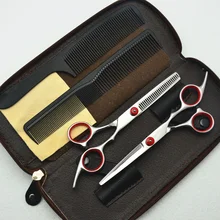 1001C 4 шт. набор 6 ''4 цвета Индивидуальные лого Парикмахерские ножницы для резки Thinning Ножницы гребень человеческие ножницы для волос костюм