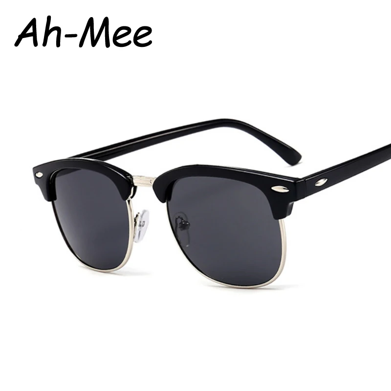 

Classic Half Square Frame Sunglasses Men Women Retro Brand Designer Semi Rimless Sun Glasses Female Male Mirror Sunglass UV400