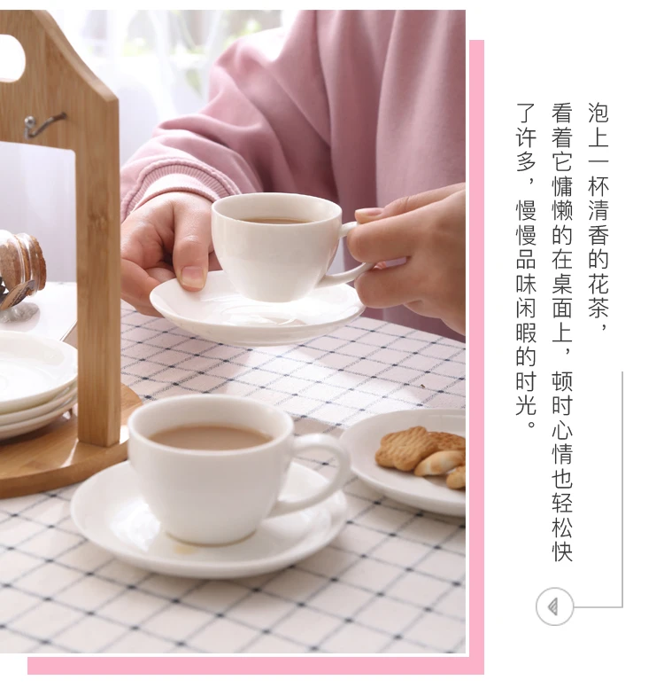 6pcs/set Ceramics Coffee Cup and Saucer Set Cup Holder Simple Home Afternoon Tea Set Creative Espresso Cup Saucer 90ml