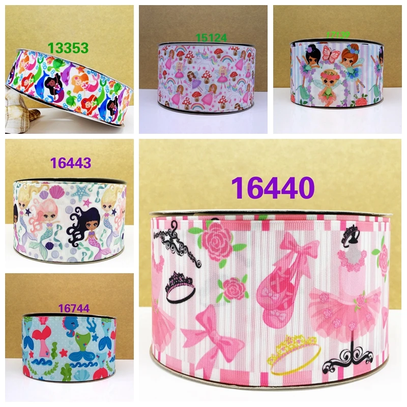 

Free shipping 50 yard cartoon printed grosgrain ribbon 16440