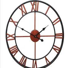 Oversized 3D Iron Decorative Wall Clock Retro Big Art Gear Roman Numerals Design The Clock On