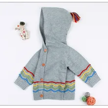 Детский свитер для мальчиков, кардиган, осенняя трикотажная куртка с капюшоном для маленьких мальчиков и пальто для девочек, свитер для маленьких девочек, пуловер