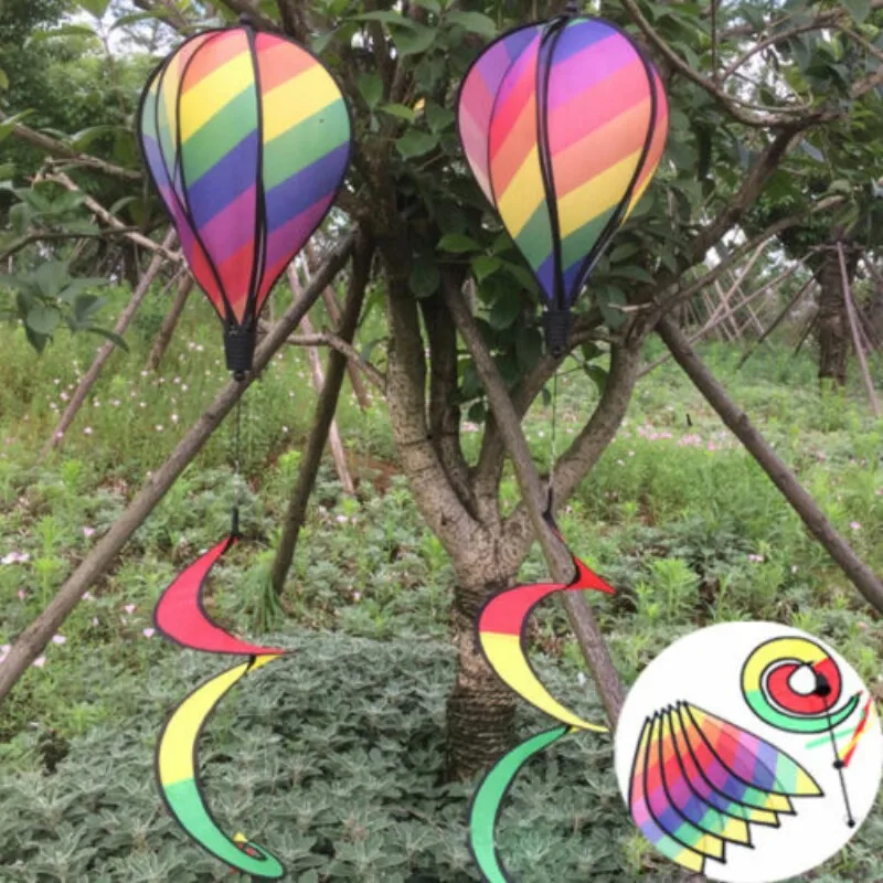 55 Hot Air Balloon Rainbow Wind Spinner Beach Kites 55 Hot Air Balloon Rainbow Wind Spinner Beach Kites Windsock Garden Yard Outdoor Decor Wih Tail In Decorative Stakes Spinners From Home