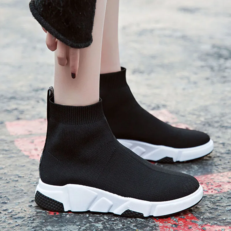 sock boots flat heel