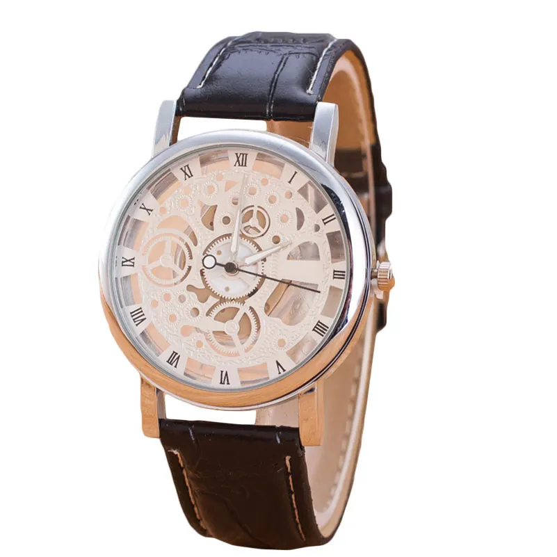 Reloj Mujer Lmitation механические часы полые PU Кожаный ремешок Для мужчин женщин модные