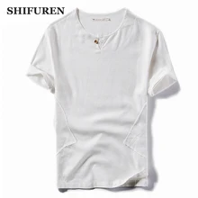 SHIFUREN/летние дышащие мужские тонкие хлопковые льняные рубашки с коротким рукавом в стиле ретро в китайском стиле, мужские Рубашки, Топы, размер M-4XL