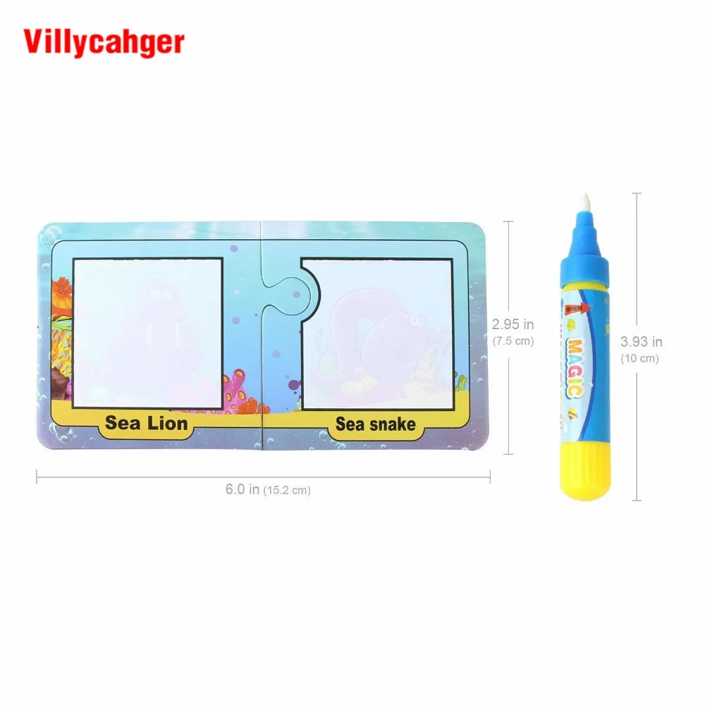 16 шт./компл. морская тема водные карты для рисования с 1 стило перьевое граффити открытки многоразовые живопись игрушки развивающие игрушки для детей