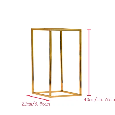 Свадебный сценический фон центральный макет металлический Железный позолоченный геометрический прямоугольник квадратная рамка цветок стенд украшения реквизит - Цвет: 40cm gold plated