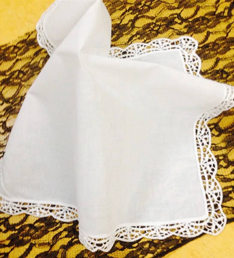 Набор из 12 Модные женские платки 12-дюймовый белый фуляр Sweet Heart платки Винтаж кружева Hanky для невесты подарки