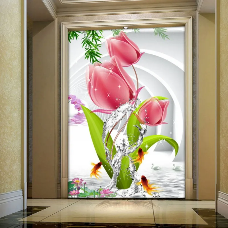 

Photo wallpaper 3D stereo Fresh elegant backdrops refreshing studio wallpaper custom lobby living room office mural