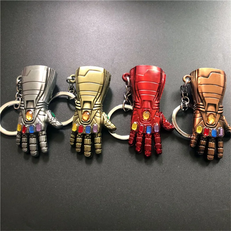 Железный человек перчатка бесконечности перчатку брелок Мстители 4 завершающей металлический брелок для ключей с принтом «Железный человек», подвеска "Кулак" цепочка для ключей фильмы ювелирных изделий