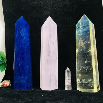 

170-180mm rose smelting stonewand quartz crystal gemstone obelisk wand piont reiki chakras healing crystals as for gift