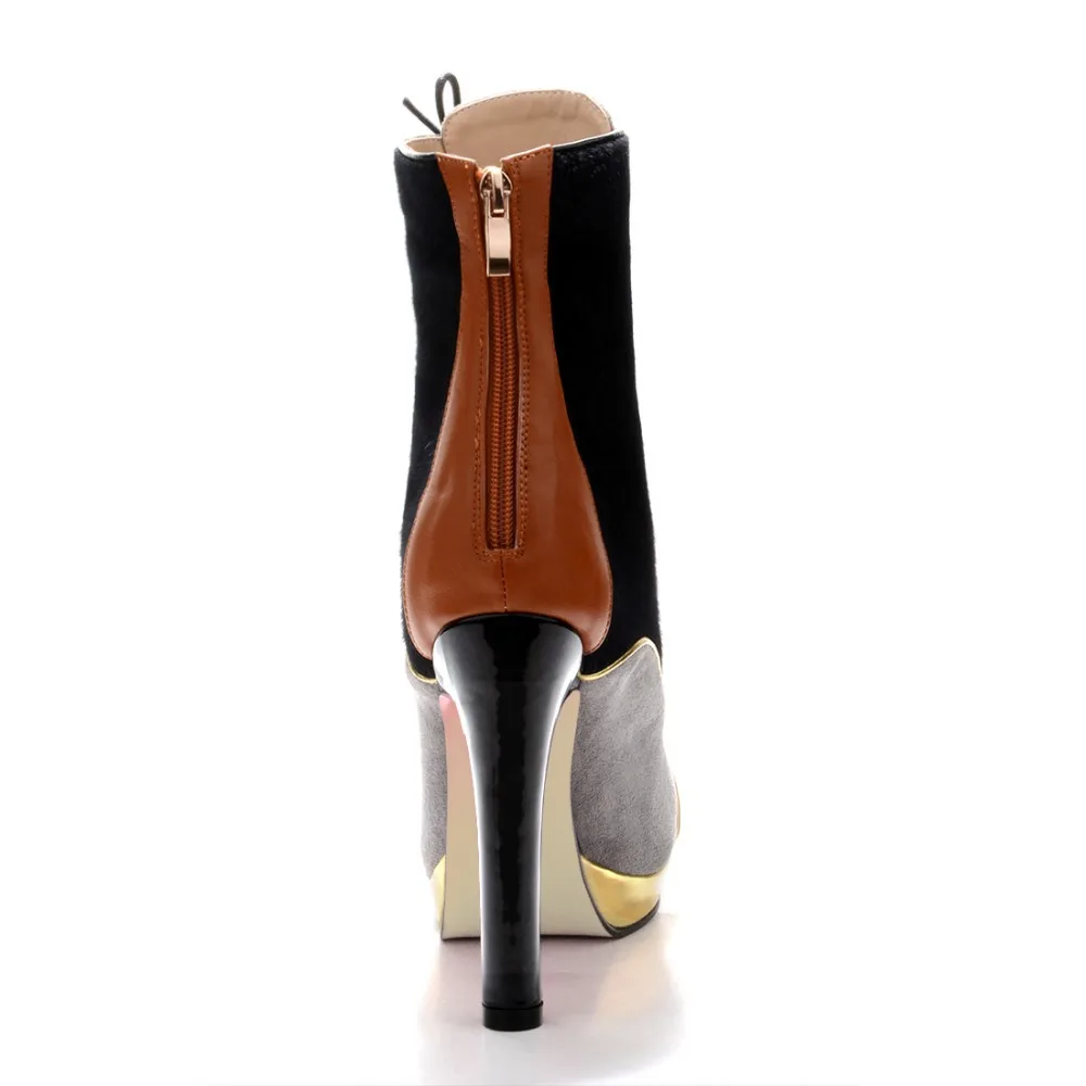 Оригинальное предназначение; элегантные женские ботильоны; модные Лоскутные ботинки с круглым носком на шпильке; женская обувь; большие размеры