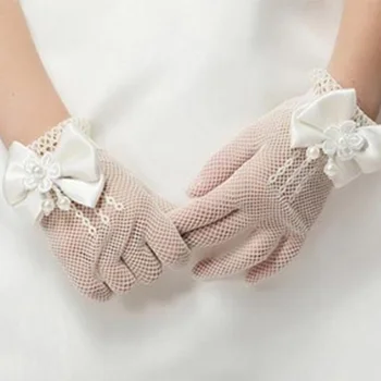 

Fashion Mesh Bow Dress Girl White Gloves Flower Girl White Gloves Thin Section Princess Gloves