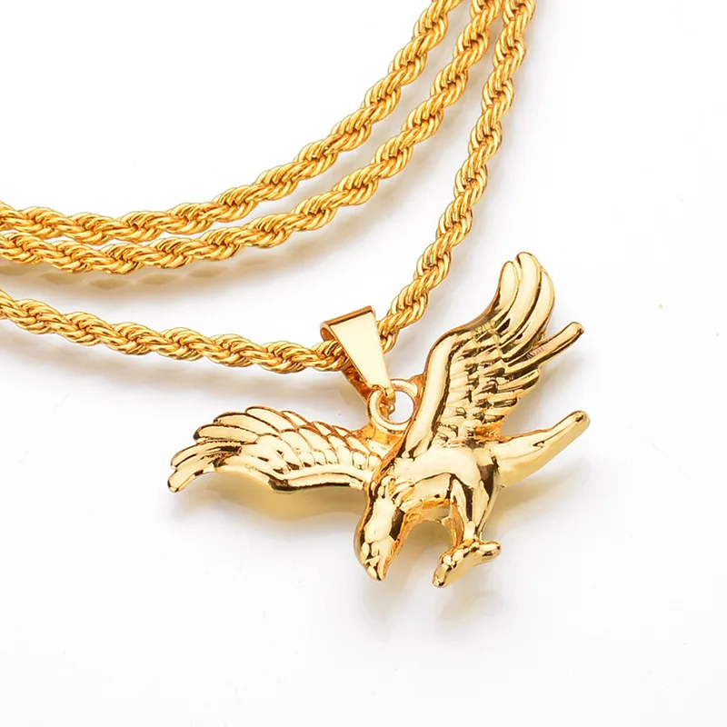 

2018 Hip Hop Gold Chain Boy Fly Eagle Pendants Chain Men Jewelry Elephant Necklaces pendent Chains for Boys Men Gifts Jewelry