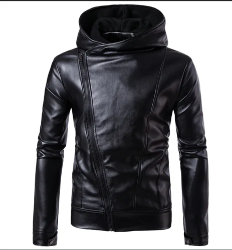 Мужская кожаная куртка Новое поступление мужское модное классическое горячее стильное декоративное кожаное пальто - Цвет: Черный