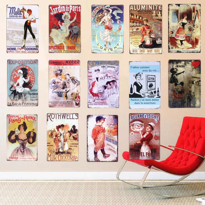 Targa decoro in latta stile Vintage /"Cinema Drive In/" cm 30x30