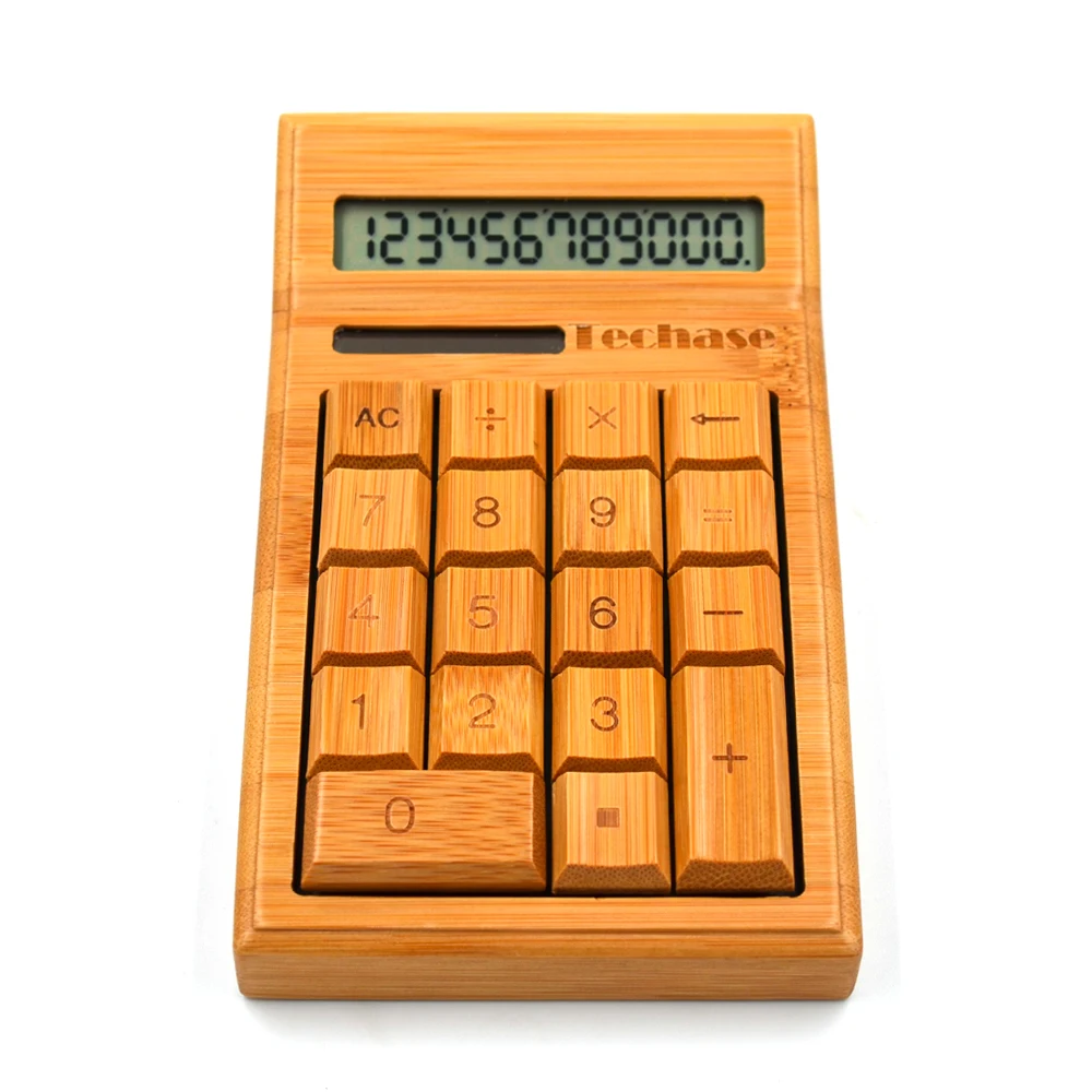 Calculadora de Madeira de Bambu Solar Calculadora Techase Científica 12bits 18 Chaves Hesap Makinesi Financeira Cs19 9 scientific calculator