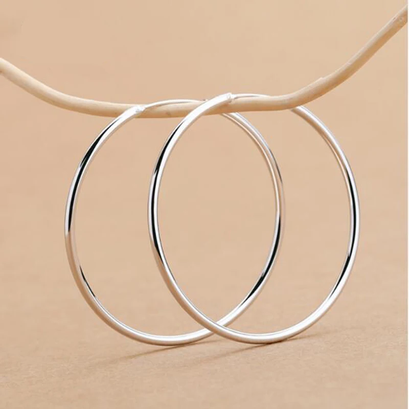 Pendientes de aro clásicos de Plata de Ley 925 para mujer y hombre, pendientes de aro redondos, joyería Piercings