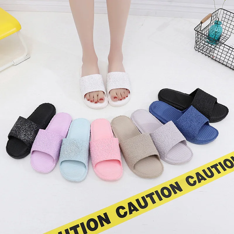 

Summer Beach Women Slipper PVC Home Basic Slipper Indoor And Outdoor Colorful Shiny Flip Flops Sandals Bathroom Message Slippers