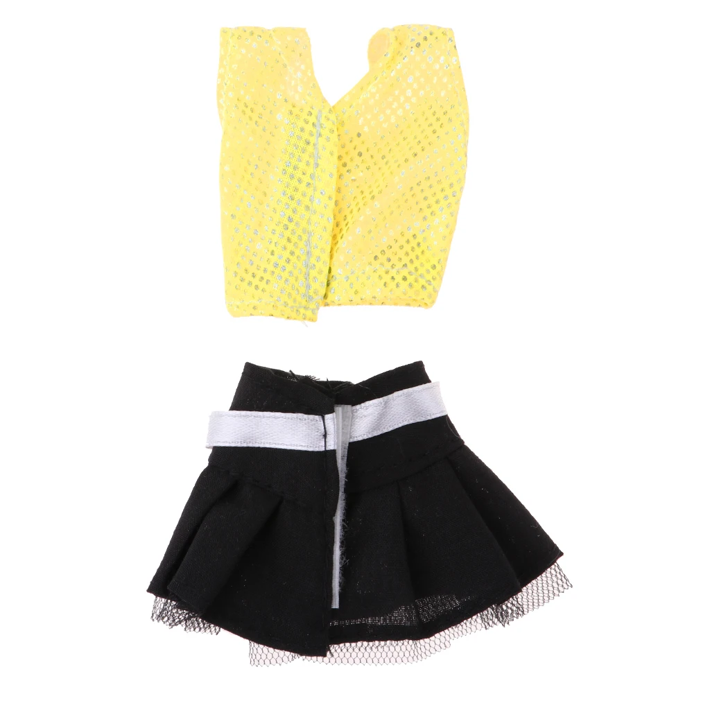  Popular 2pcs Clothes Suit Sleeveless Tops & Black Skirt Dress Princess Gown For 30cm   Dolls Accessory