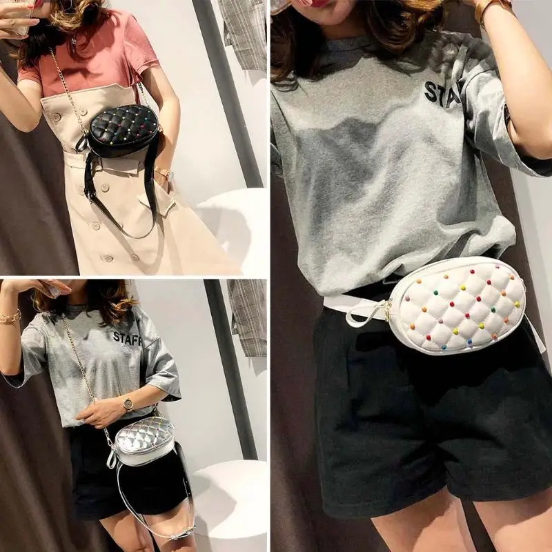العصرية المخملية حزمة مراوح الإناث الورك الخصر حزمة مع خرز ملون الماس تصميم الحقيبة Crossbody حقيبة حزام خصر حقيبة سلسلة Z70