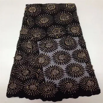 

HFX Latest Style Bead stones Lace Fabric 2018 Fashion African Lace Fabric Tulle African French Lace Fabric High Quality GF290-1