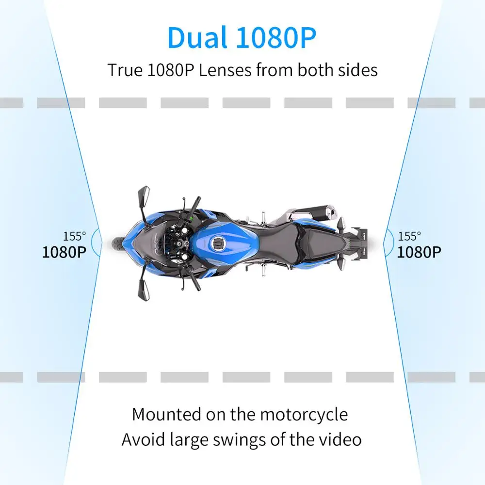  Motowolf M1 Dual Lens 1080P Dash Cam DVR Motorcycle Camera Driving Recorder Waterproof Support Wi-F