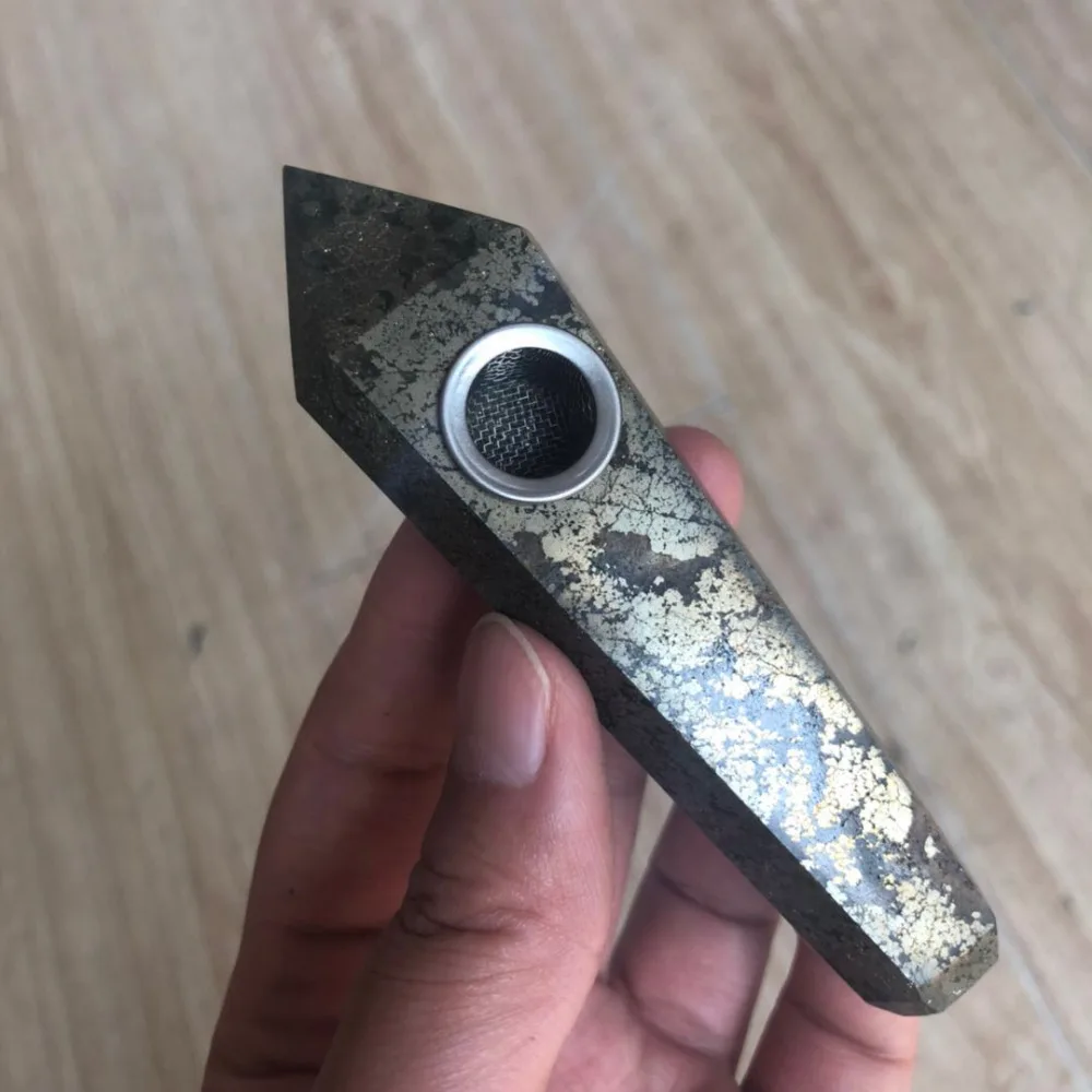 

Rare Pyrite Stone Crystal Carving Wand Shape Quartz Smoking Pipes For Sale FMX