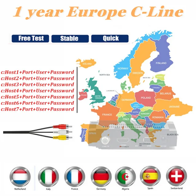 HD cccam Cline для 1 года Испания Европа freesat v7 спутниковый ТВ приемник 7 кабель FULL DVB-S2 cline