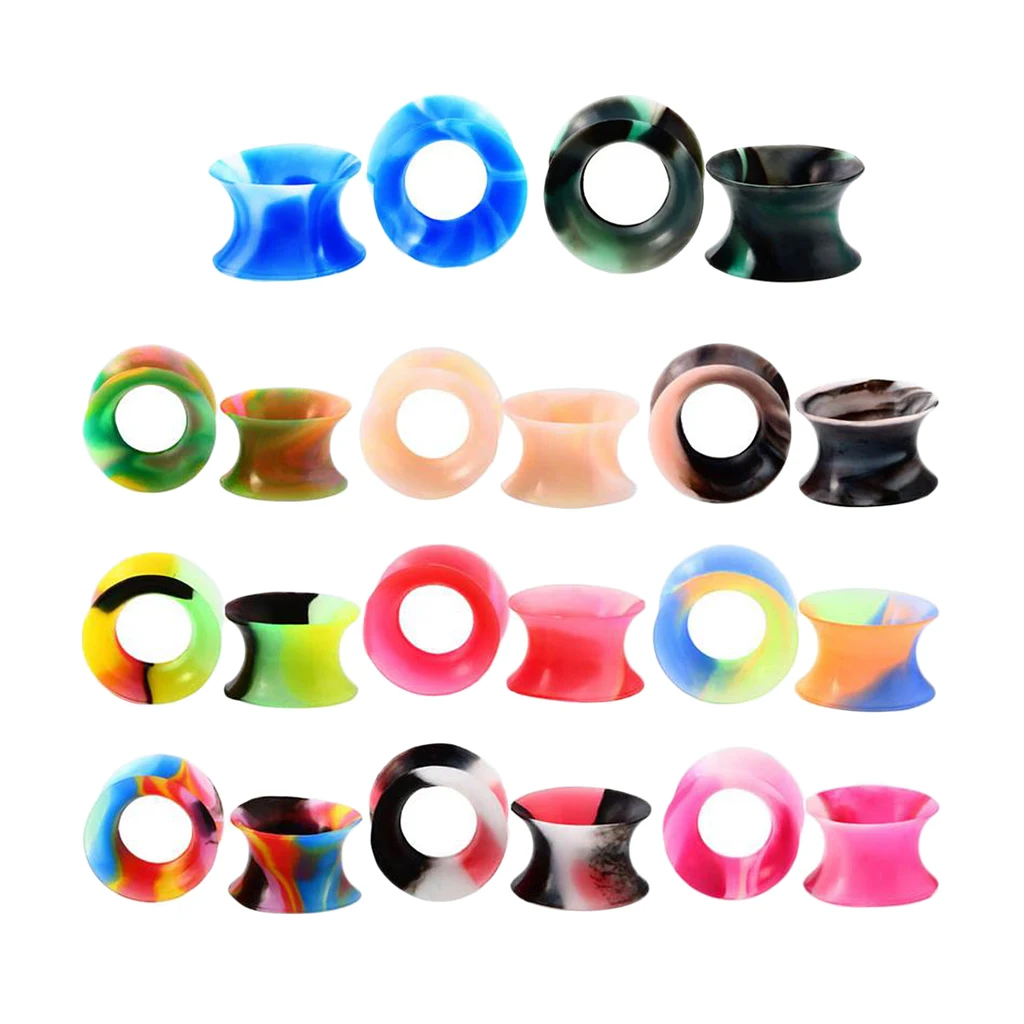 MagiDeal 11 Pairs Soft Silicone Tunnels Ear Gauges Plugs Stretchers Expander 6mm/8mm/10mm/12mm/14mm/16mm