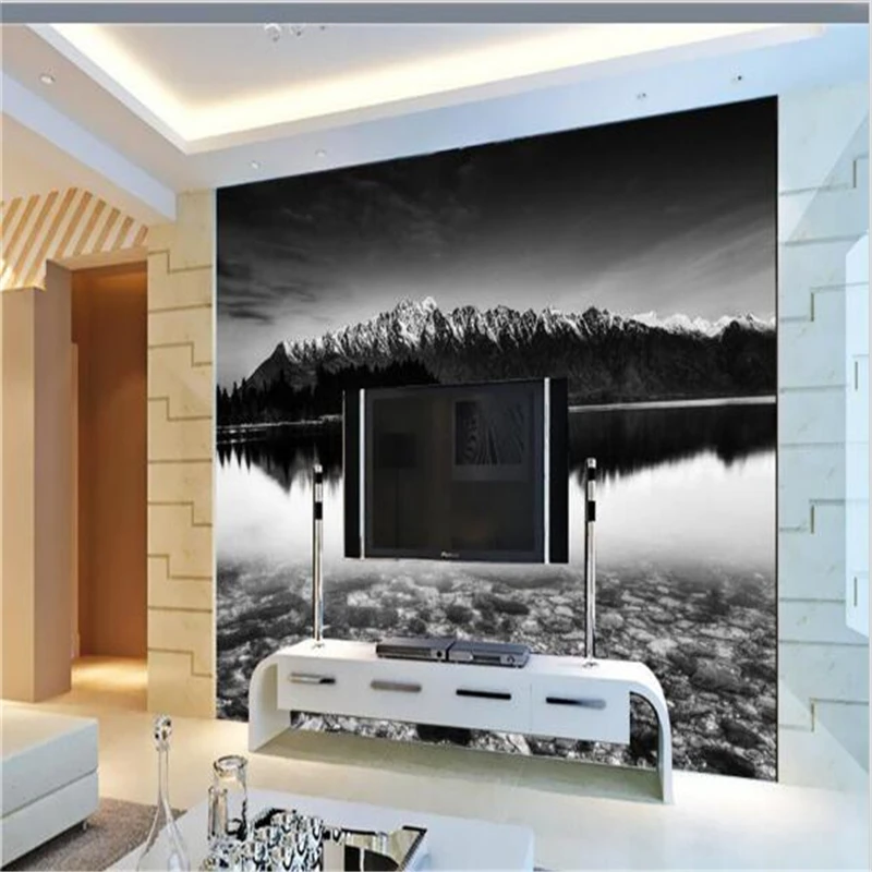 

beibehang 3d Wallpaper Snow Mountain Lake Photography Background Modern Art Mural for Living Room Large Painting Home Decor