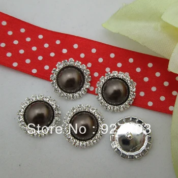 

(CM548 17mm)50pcs Hot Sale Coffee Pearl Rhinestone Buttons